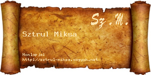 Sztrul Miksa névjegykártya